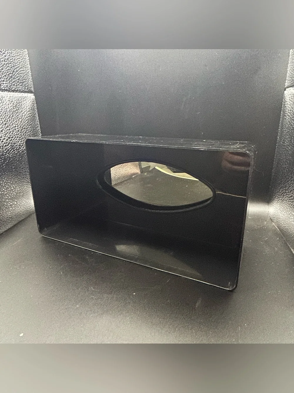 Vintage Tissue Box Holder With Flip Up Mirror Floral Design Made In Japan.